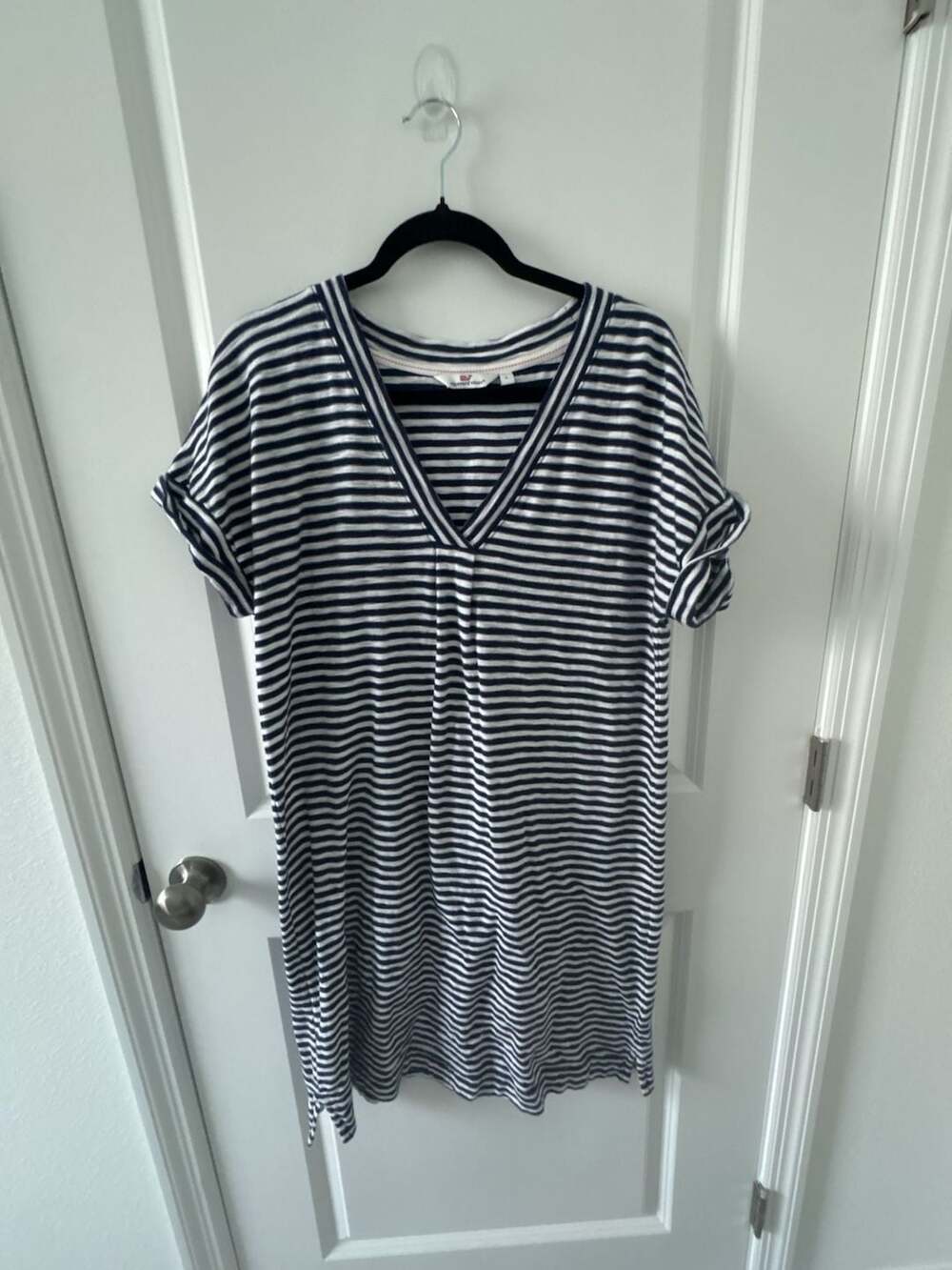 Vineyard Vines Striped V-Neck Knit Tee Dress